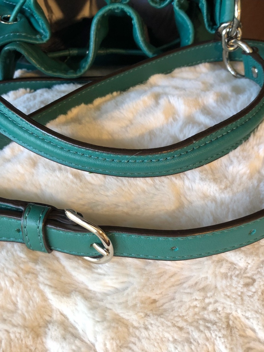 COACH Jade Green Leather Drawstring Shoulder Bag - Picture 10 of 14
